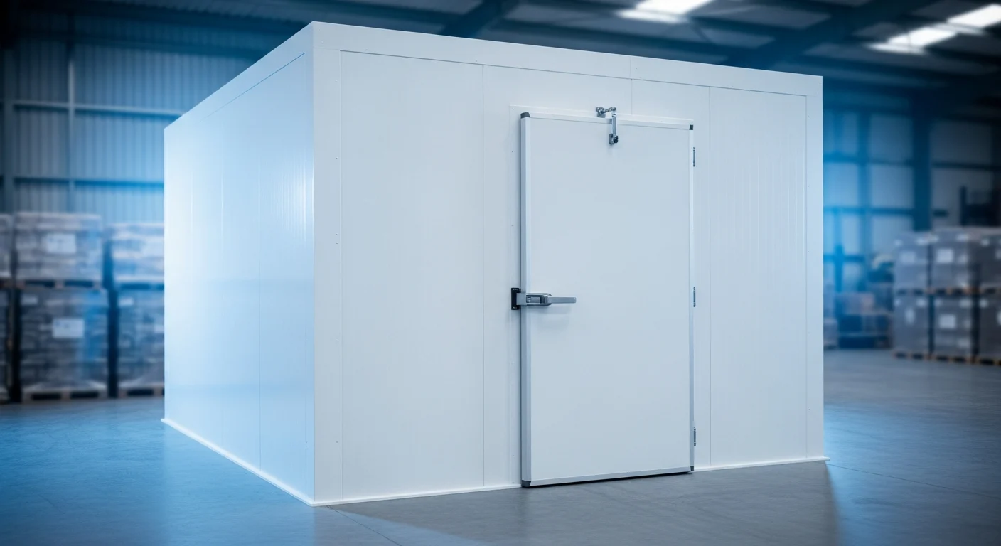 A finished walk-in cool room built from insulated panels